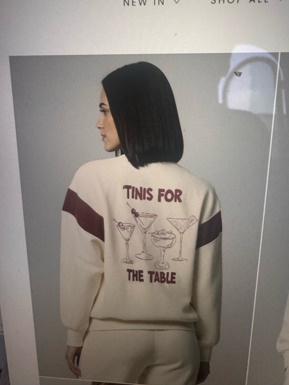 Wildfox Eggnog Graphic Sweatshirt with Maroon Cocktail Print This for the Table